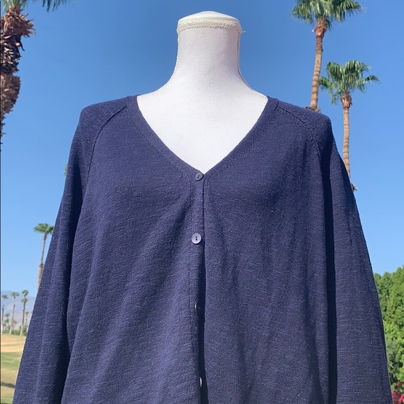 Eileen Fisher Blue linen cotton Cardigan large - Picture 3 of 8